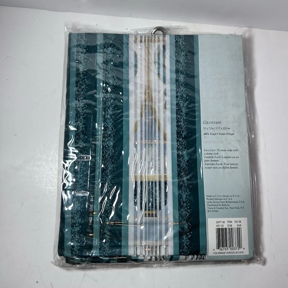 Vintage 90's Rubbermaid Colonnade Hunter Vinyl Shower Curtain New USA Sopranos